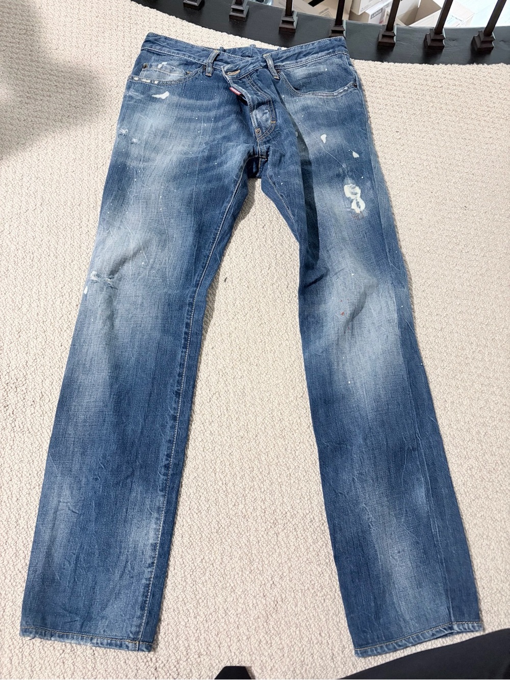 Iconic DSQUARED2 Distressed Paint-Splatter Jeans IT 52 W36